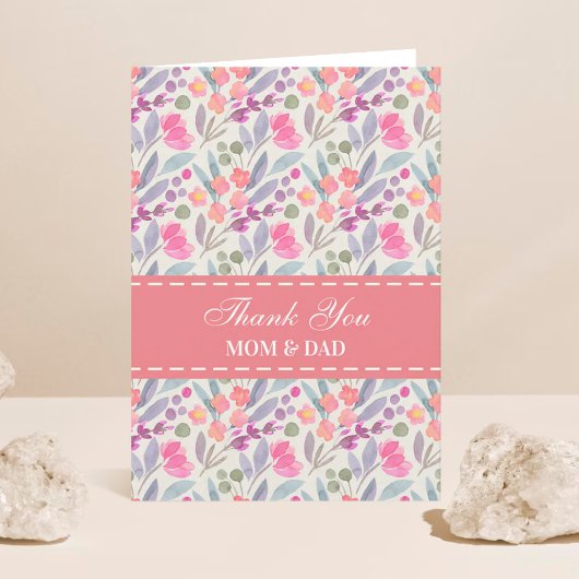 Ouders Woeddag Floral Hartelijk dank Bedankkaart