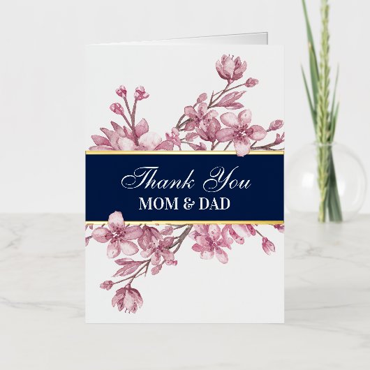 Ouders Woeddag Floral Hartelijk dank Folie Wenskaart (Voorkant)