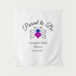 Ouders worden blauw roze baby shower honingbij tek wandkleed