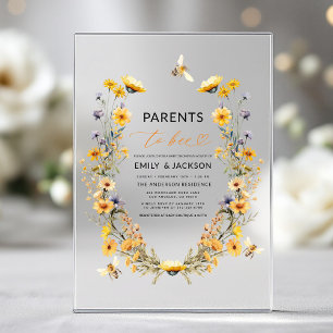 Ouders worden Wilde Bloem Couples Baby Shower Acryl Uitnodigingen