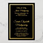 Ouders Zwart & Folie Foto Afstuderen Aankondiging (Voorkant)