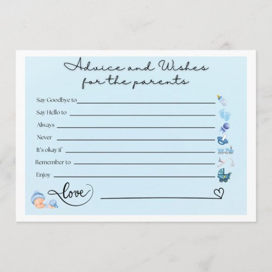 Ouderschap Advies Kaarten voor Baby shower – Fun & (Achterkant)