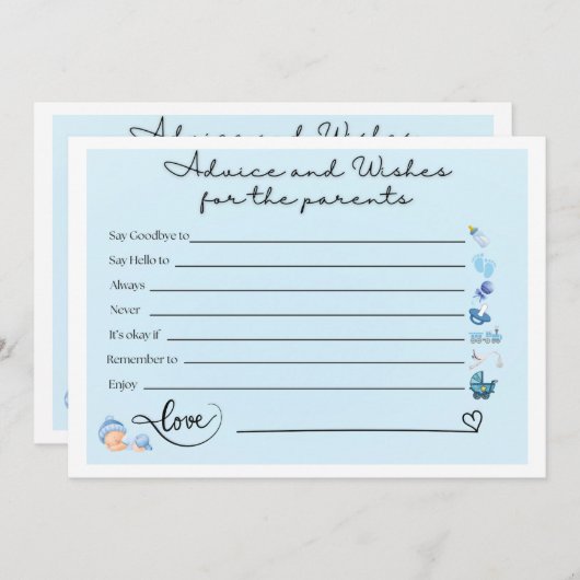 Ouderschap Advies Kaarten voor Baby shower – Fun & (Voorkant / Achterkant)