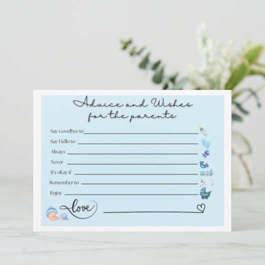 Ouderschap Advies Kaarten voor Baby shower – Fun & (Staand voorkant)