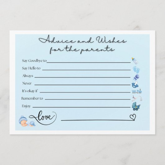 Ouderschap Advies Kaarten voor Baby shower – Fun & (Voorkant)