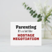 Ouderschap...Het is een soort gijzelonderhandeling Briefkaart (Staand voorkant)