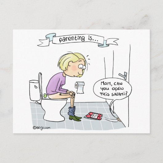 Ouderschap is... nooit saai briefkaart (Voorkant)