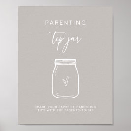Ouderschap Tip Jar Sign Baby shower Game Decor F20 Poster