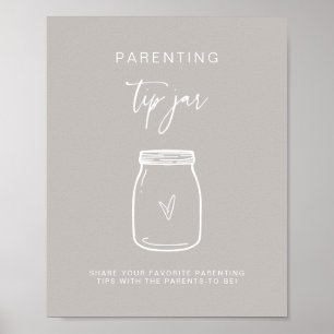 Ouderschap Tip Jar Sign Baby shower Game Decor F20 Poster