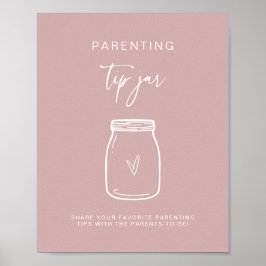 Ouderschap Tip Jar Sign Baby shower Game Decor F20 Poster