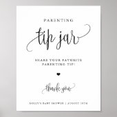 Ouderschap Tip Jar Sign, Minimale kalligrafie Poster (Voorkant)