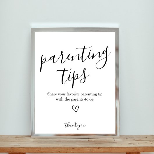 Ouderschap Tips Baby shower Sign Poster