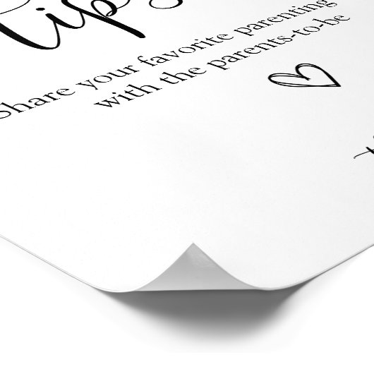 Ouderschap Tips Baby shower Sign Poster (Hoek)