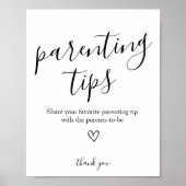 Ouderschap Tips Baby shower Sign Poster (Voorkant)