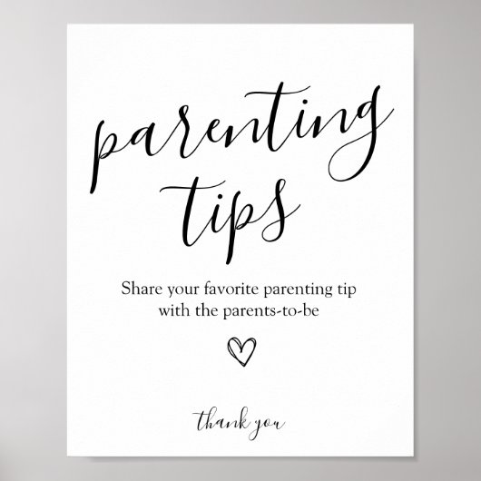 Ouderschap Tips Baby shower Sign Poster (Voorkant)