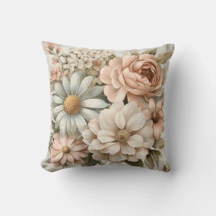 Ouderwet boeket met zachte pastelbloemen kussen