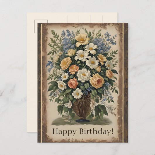 Ouderwets Bloemboeket Postkaart (Voorkant / Achterkant)