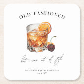 "Ouderwets" Cocktail Verjaardag Kartonnen Onderzetters (Voorkant)