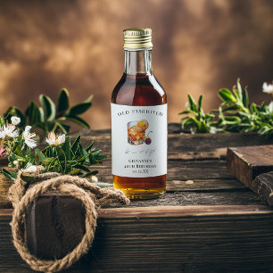 "Ouderwets" Cocktail Verjaardag Likeurfles Etiket