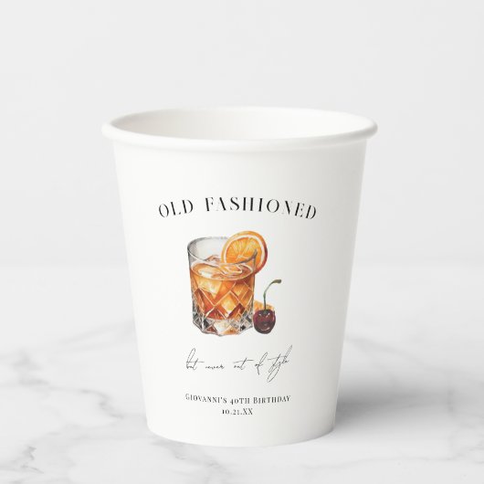 "Ouderwets" Cocktail Verjaardag Papieren Bekers (Voorkant)