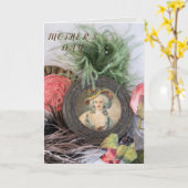 Ouderwets dame mam Victoriaans Moederdag Kaart (Gele Bloem)