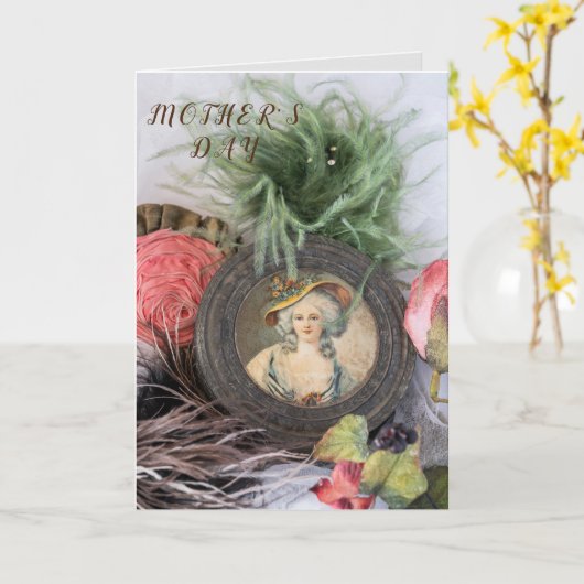 Ouderwets dame mam Victoriaans Moederdag Kaart (Gele Bloem)