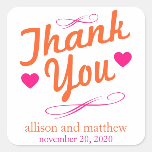 Ouderwets dank u Stickers (Sinaasappel / roze) (Voorkant)