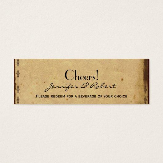 Ouderwets Elegance Bruiloft Drink Tickets Mini Visitekaartjes (Voorkant)