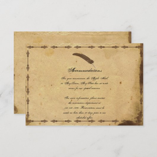 Ouderwets Elegance Perkament Bruiloft invoegen Informatiekaartje (Voorkant / Achterkant)