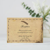 Ouderwets Elegance Perkament Bruiloft Receptie Kaart (Staand voorkant)