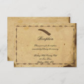 Ouderwets Elegance Perkament Bruiloft Receptie Kaart (Voorkant / Achterkant)