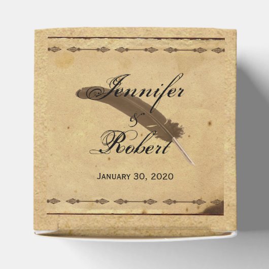 Ouderwets Elegance Perkament met Quill Weddin Bedankdoosjes (Bovenkant)