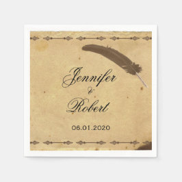 Ouderwets Elegance Perkament met Quill Weddin Servetten