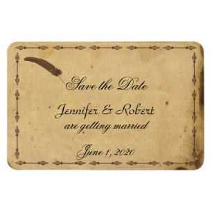 Ouderwets Elegance Perkament Save the Date Magneet