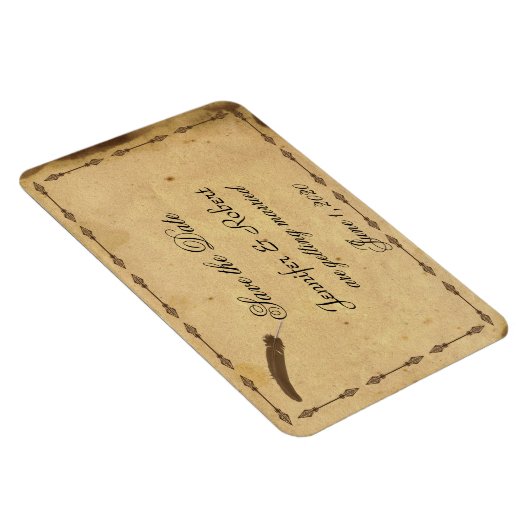 Ouderwets Elegance Perkament Save the Date Magneet (Rechterzijde)