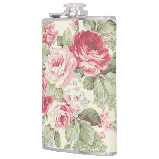 Ouderwets Elegant Roze en Rode Rozen Heupfles (Links)