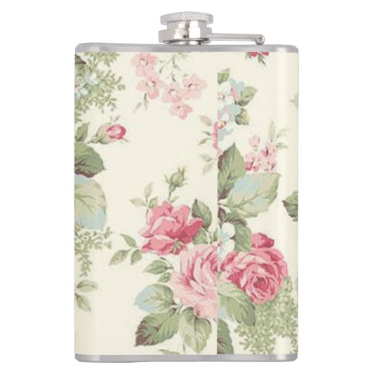 Ouderwets Elegant Roze en Rode Rozen Heupfles (Achterkant)