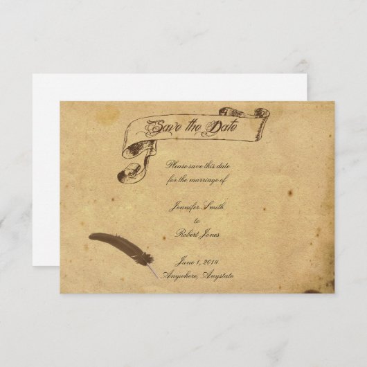 Ouderwets Elegantie Bewaar de Datum Save The Date (Voorkant / Achterkant)