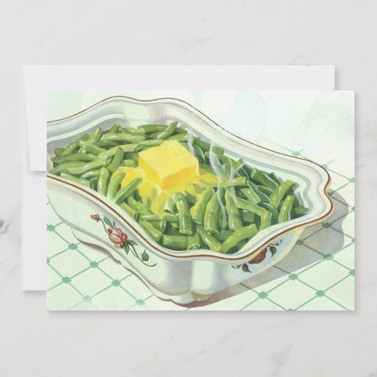 Ouderwets eten, groene bonencasserole met boter (Voorkant)
