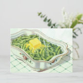 Ouderwets eten, groene bonencasserole met boter (Staand voorkant)
