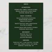 Ouderwets Geld Elegant Donkergroen Chic Bruiloft Menu (Achterkant)