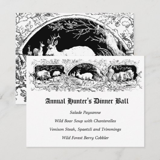 Ouderwets Hunter's Ball Game Diner Menu Kaart (Voorkant / Achterkant)