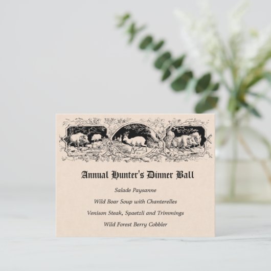 Ouderwets Hunter's Ball Game Diner Menu Kaart (Staand voorkant)