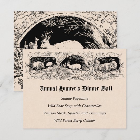 Ouderwets Hunter's Ball Game Diner Menu Kaart (Voorkant / Achterkant)