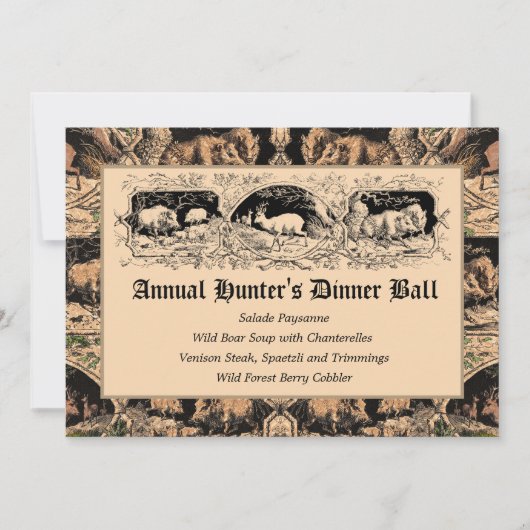 Ouderwets Hunter's Ball Game Diner Menu Kaart (Voorkant)