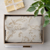 Ouderwets ivoor met bruine bloemen tissuepapier (Geschenk)