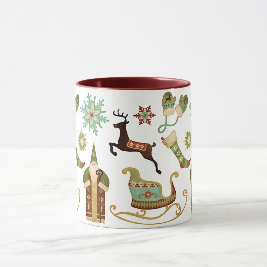 Ouderwets Kerst Afbeeldingen Mok (Midden)