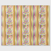 Ouderwets Kerst Snoep Strepen Citrus Kleur Cadeaupapier (Vlak)