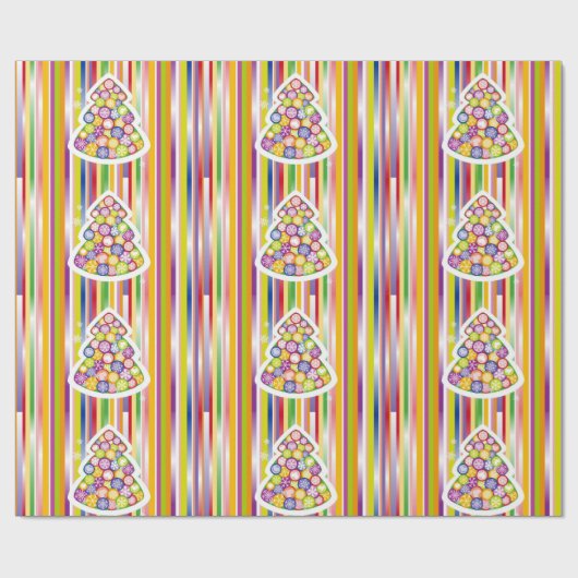 Ouderwets Kerst Snoep Strepen Citrus Kleur Cadeaupapier (Vlak)