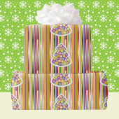 Ouderwets Kerst Snoep Strepen Citrus Kleur Cadeaupapier